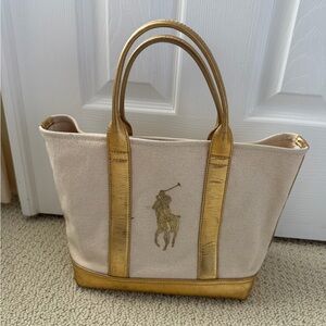 Ralph Lauren Cream Tote with Gold Accents